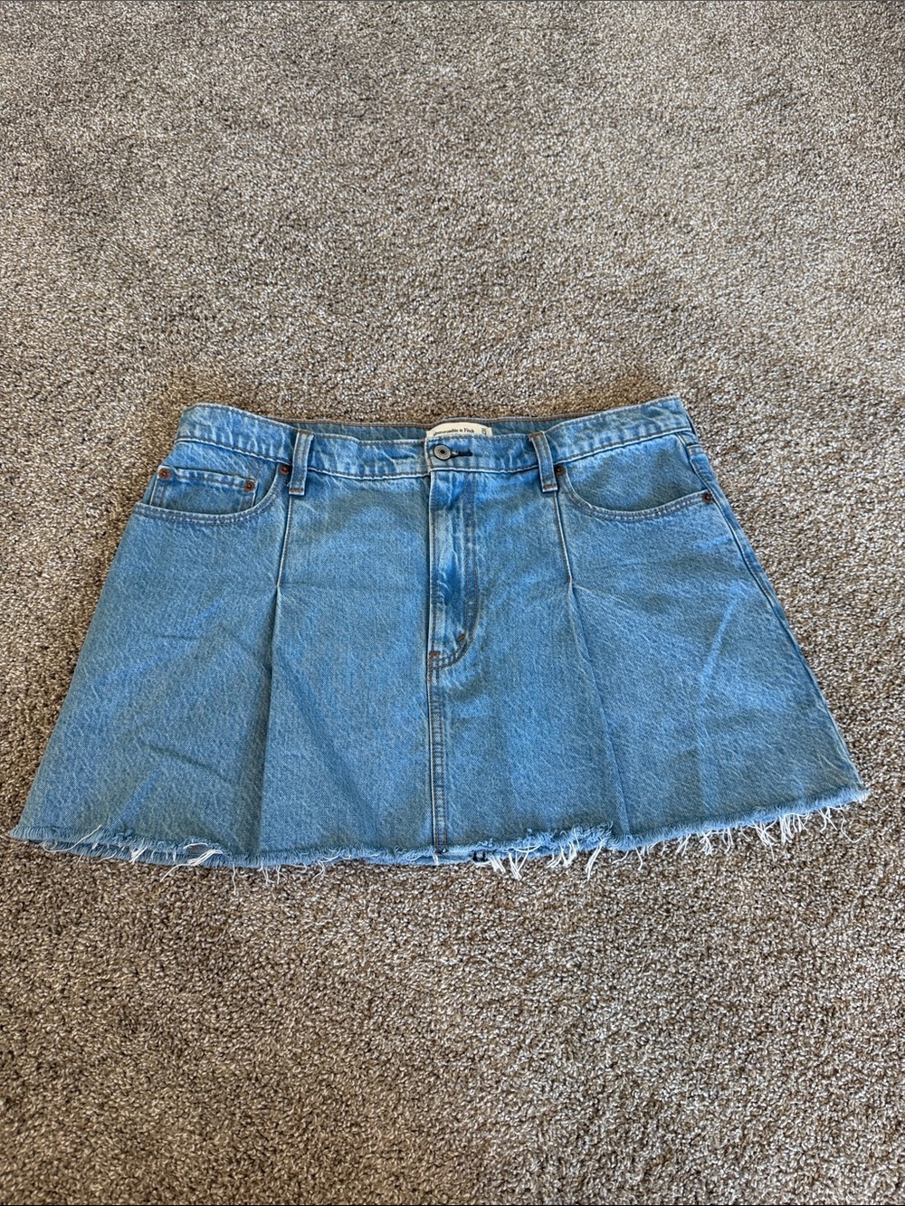 Abercrombie & Fitch Light Blue Denim Pleated Mini Skirt